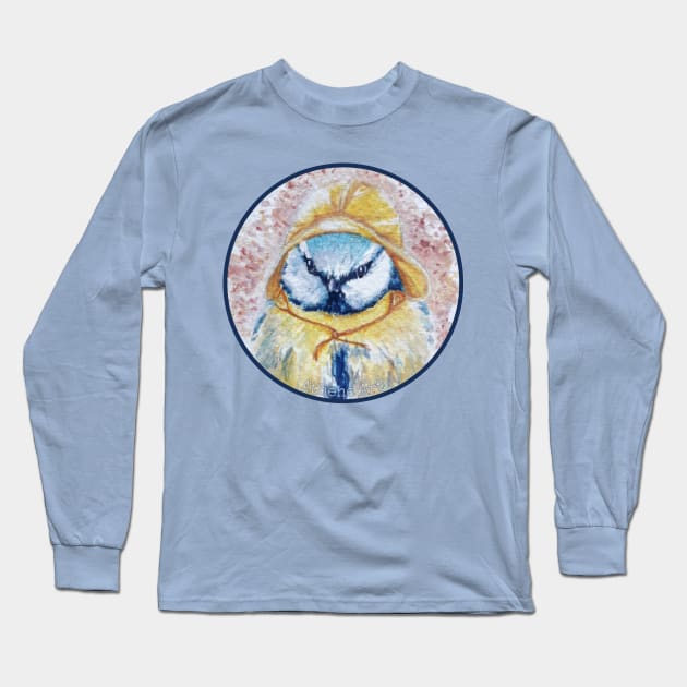 Watercolour Blue Tit Bird Painting  | Circle | Long Sleeve T-Shirt by Athene Art